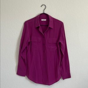 Equipment Femme Silk Fuchsia Button Down Top
